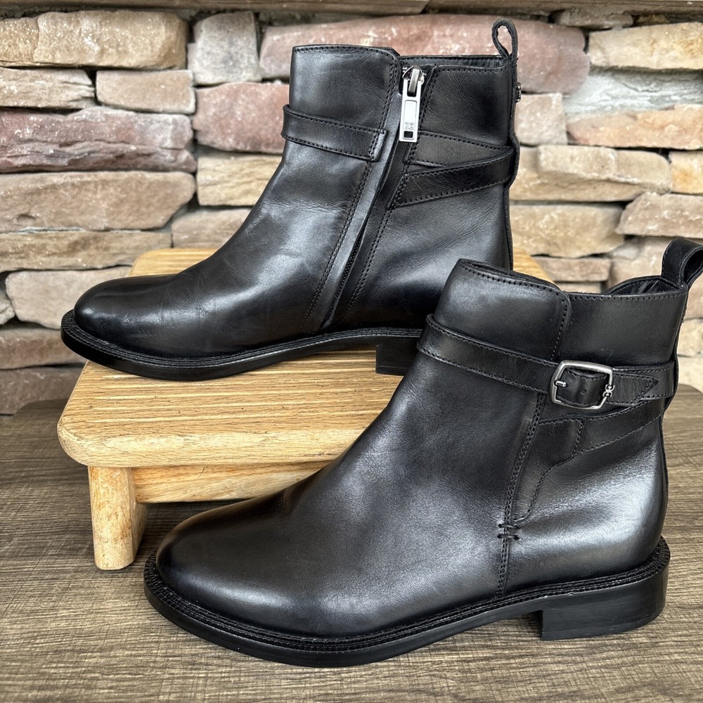 Sam Edelman Nolynn Women's  Black Boots Buckle Zipper Leather Size 7 M